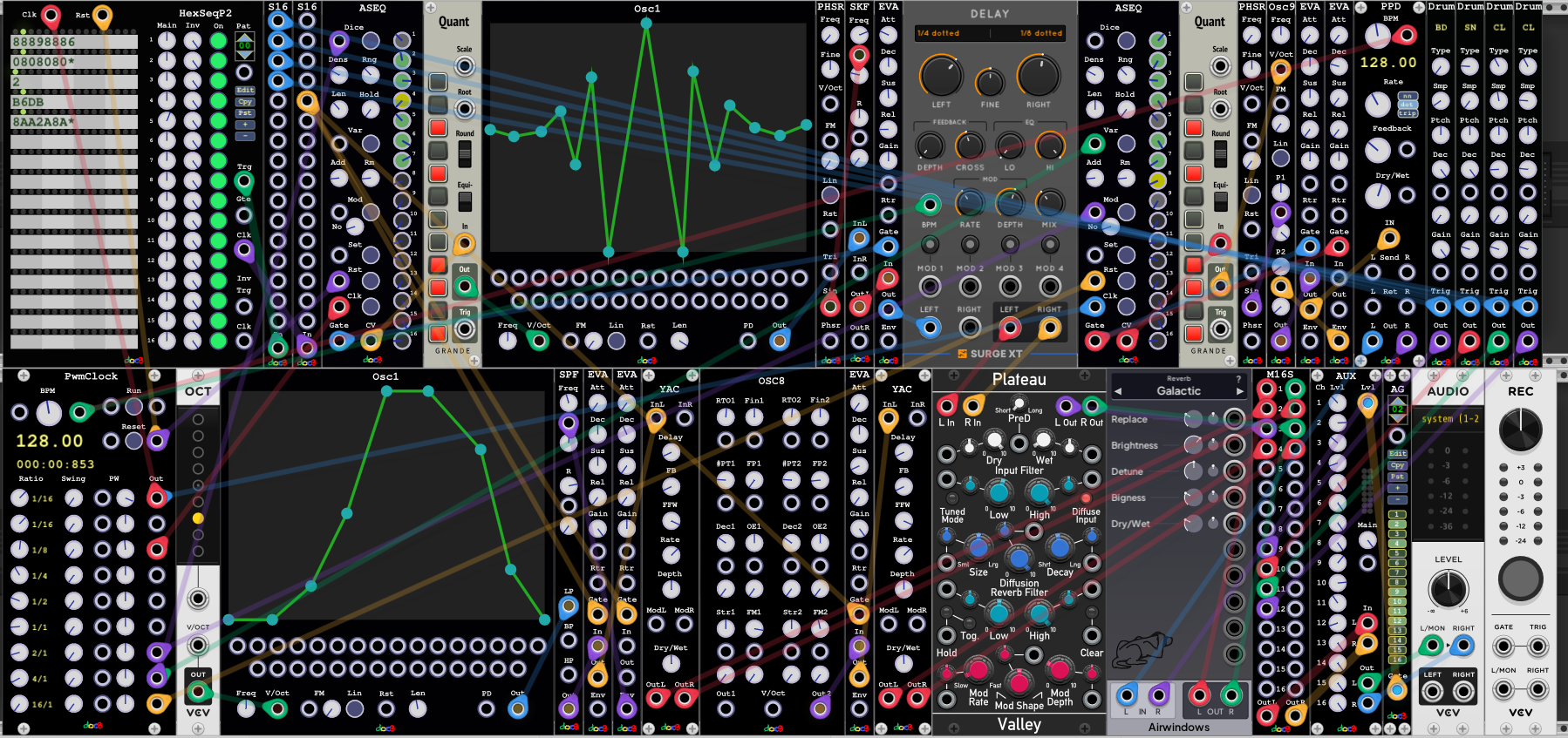 VCV Rack showcase docB plugins XXXIV (Osc1, HexSeqP2) | Patchstorage