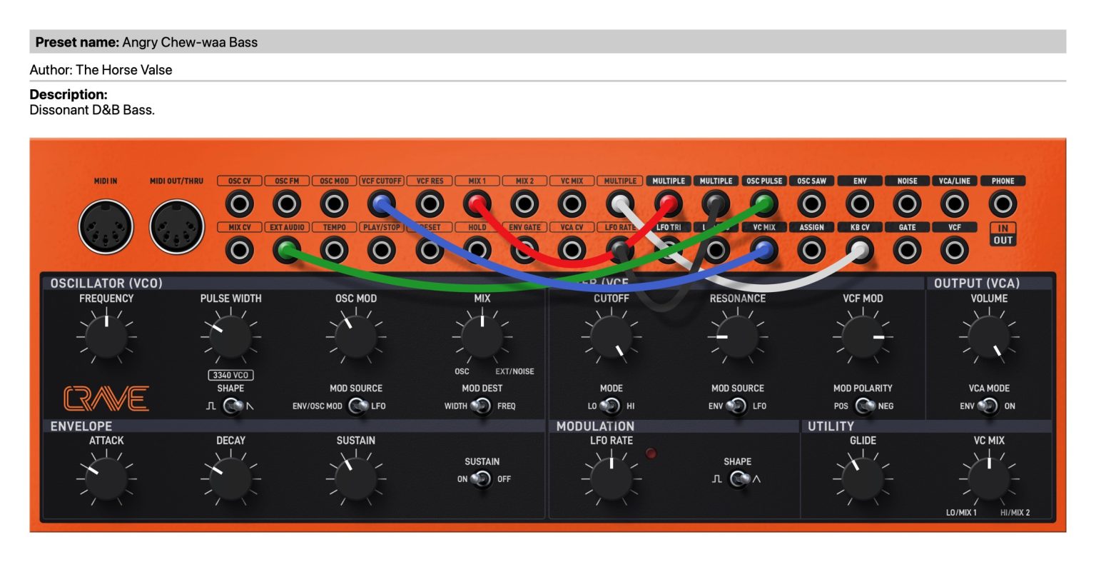 Easy Behringer Crave Synth Patches | Patchstorage