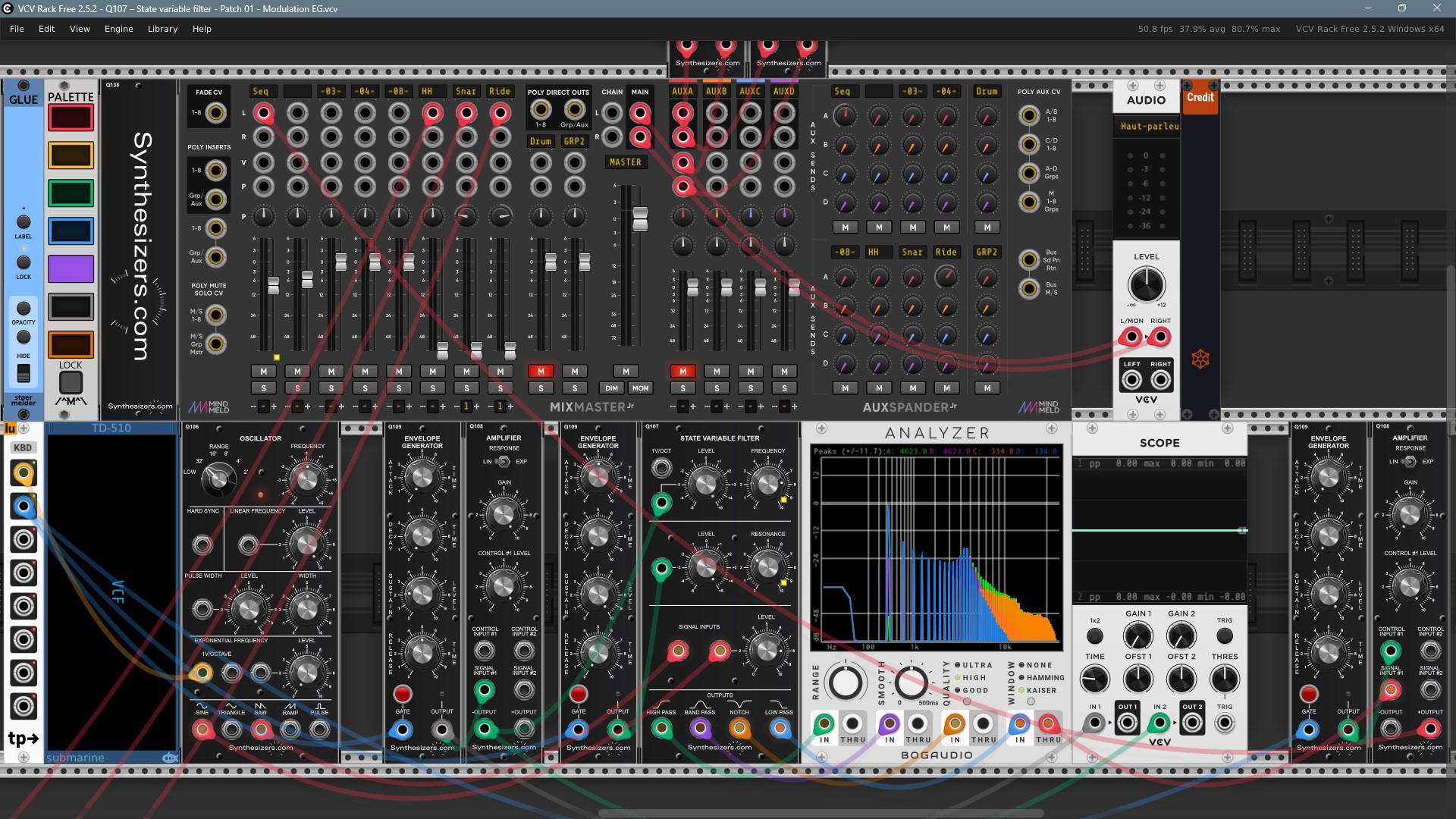VCV Rack - [2103a] Q107 – State variable filter - Patch 01 - Modulation ...