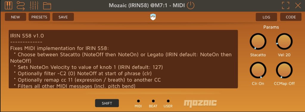 IRIN S58 MIDI Processor | Patchstorage